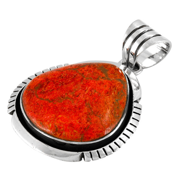 Coral Pendant Sterling Silver P3334-C74
