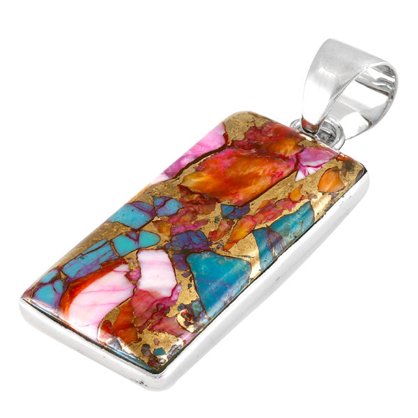 Rainbow Spiny Turquoise Pendant Sterling Silver P3335-C91