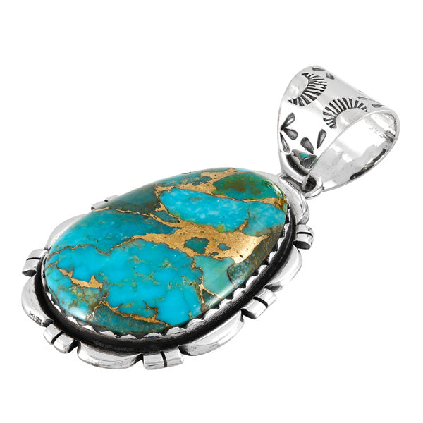 Matrix Turquoise Sterling Silver Pendant P3336-C84