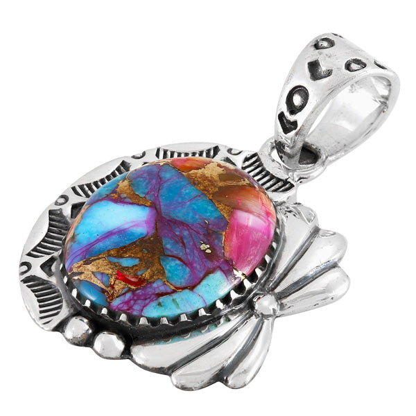 Rainbow Spiny Turquoise Pendant Sterling Silver P3340-C91