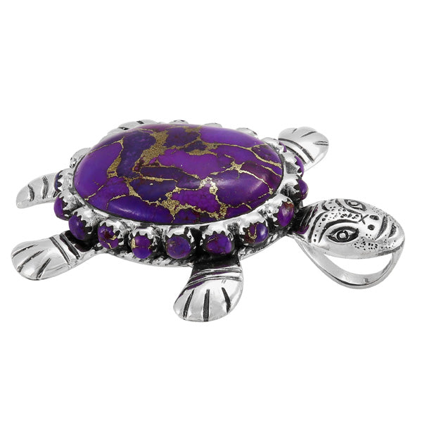 Purple Turquoise Turtle Pendant Sterling Silver P3342-C77