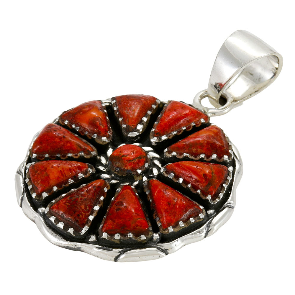 Coral Pendant Sterling Silver P3354-C74