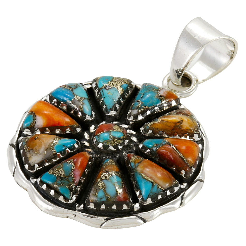 Spiny Turquoise Pendant Sterling Silver P3354-C89