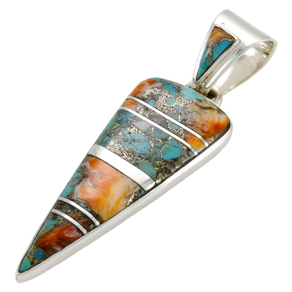 Spiny Turquoise Arrowhead Pendant Sterling Silver P3355-C89