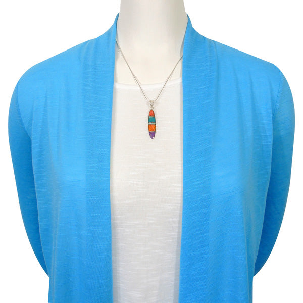 Sterling Silver Pendant & Earrings Set Multicolor PE4008-C00