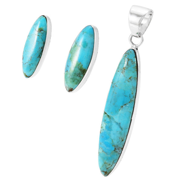 Turquoise Pendant & Earrings Set Sterling Silver PE4008-C75