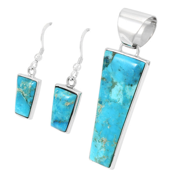 Sterling Silver Pendant & Earrings Set Turquoise PE4012-C75