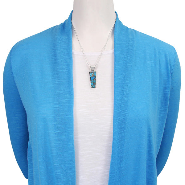 Sterling Silver Pendant & Earrings Set Matrix Turquoise PE4012-C84