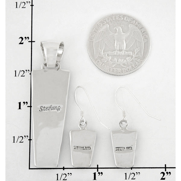 Sterling Silver Pendant & Earrings Set Matrix Turquoise PE4012-C84
