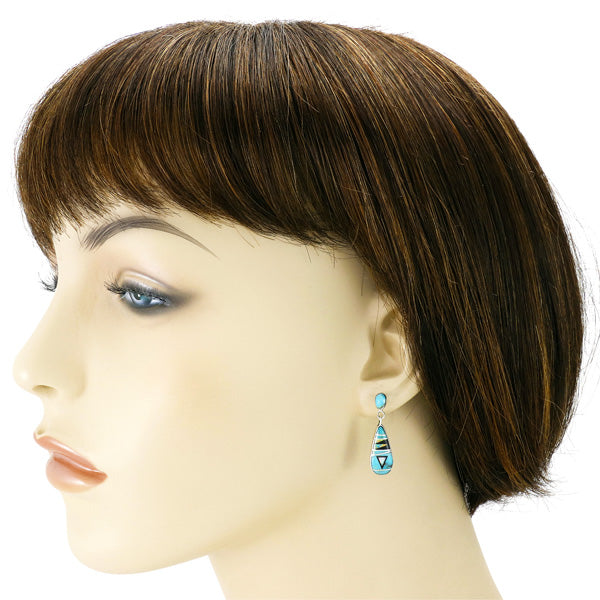 Matrix Turquoise Pendant & Earrings Set Sterling Silver PE4014-C24