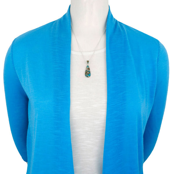 Matrix Turquoise Pendant & Earrings Set Sterling Silver PE4014-C24