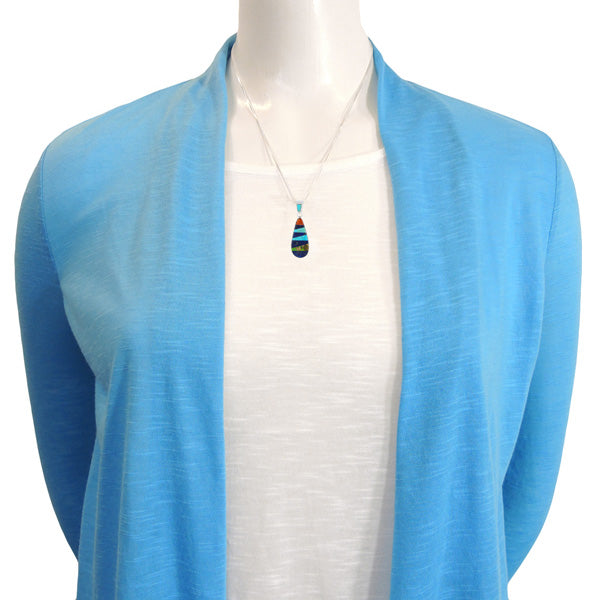 Sterling Silver Pendant & Earrings Set Multicolor PE4014-C01