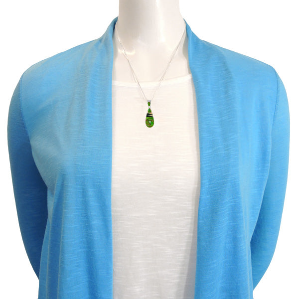 Sterling Silver Pendant & Earrings Set Green Turquoise PE4014-C22