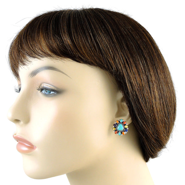 Sterling Silver Pendant & Earrings Set Multicolor PE4024-SM-C71