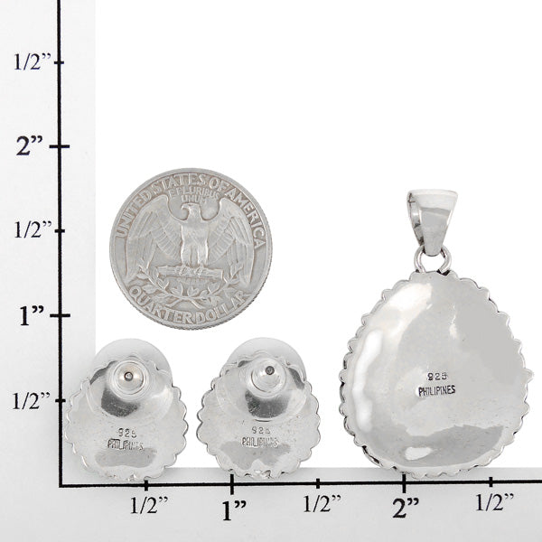 Sterling Silver Pendant & Earrings Set Multicolor PE4024-SM-C71