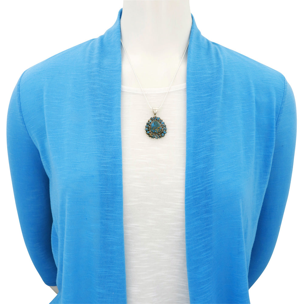 Matrix Turquoise Sterling Silver Pendant & Earrings Set PE4024-SM-C84