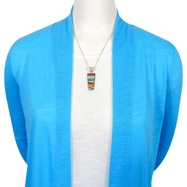 Sterling Silver Pendant & Earrings Set Multicolor PE4030-C30
