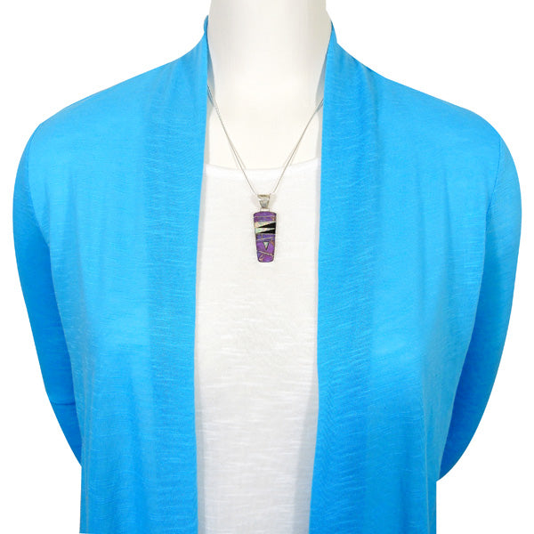 Sterling Silver Pendant & Earrings Set Purple Turquoise PE4030-C23