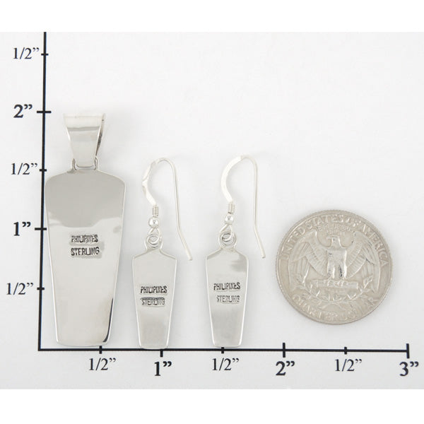 Sterling Silver Pendant & Earrings Set Multicolor PE4030-C37