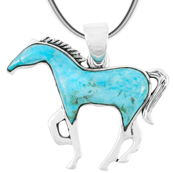 Horse Jewelry Pendant Sterling Silver Turquoise P3049-SM-C75