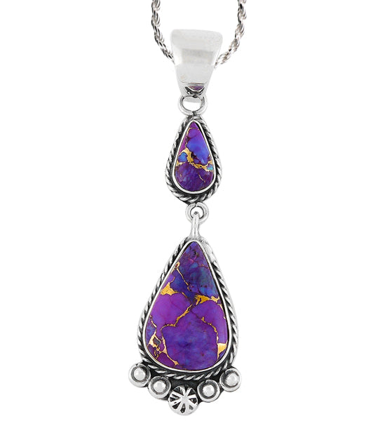 Sterling Silver Dangle Pendant Purple Turquoise P3061-C77