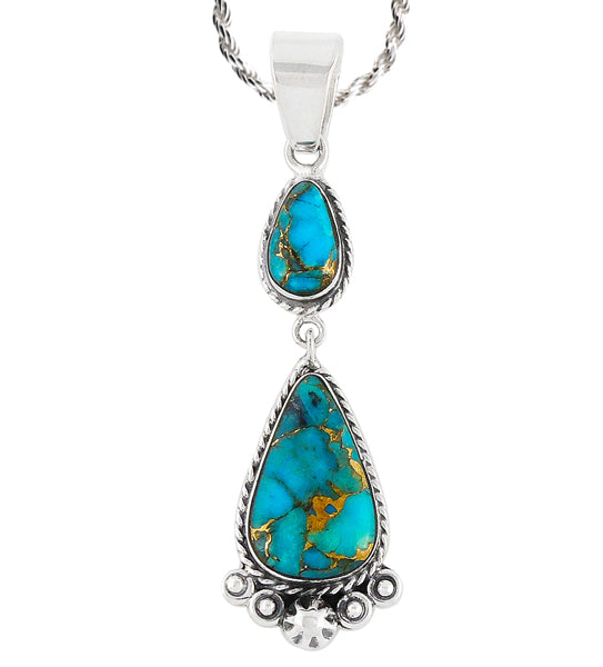 Sterling Silver Dangle Pendant Matrix Turquoise P3061-C84