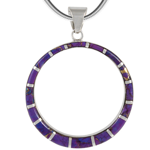 Sterling Silver Pendant Purple Turquoise P3124-C07