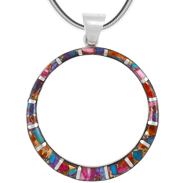 Rainbow Spiny Turquoise Pendant Sterling Silver P3124-C91