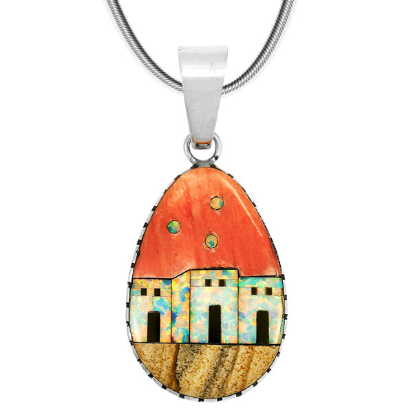 Ancient Village Multicolor Pendant Sterling Silver P3131-C44