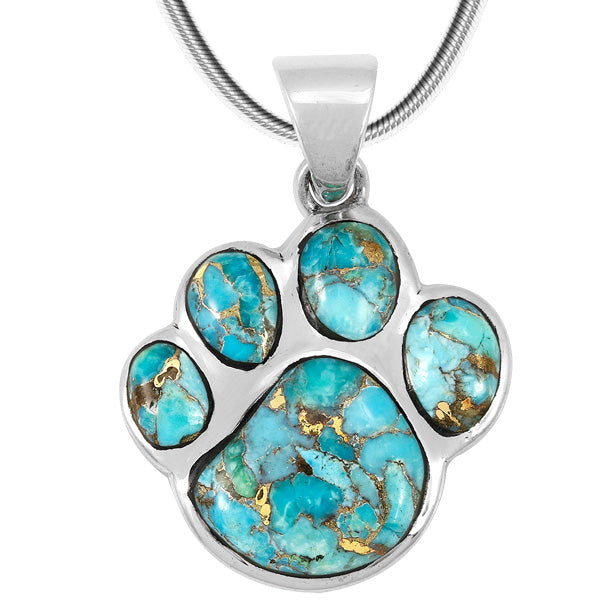 Paw Pendant Sky Matrix Turquoise Sterling Silver P3178-C94