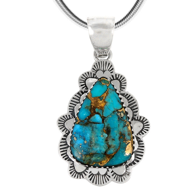 Sterling Silver Pendant Matrix Turquoise P3261-C84