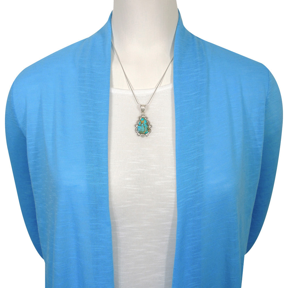 Sterling Silver Pendant Matrix Turquoise P3261-C84
