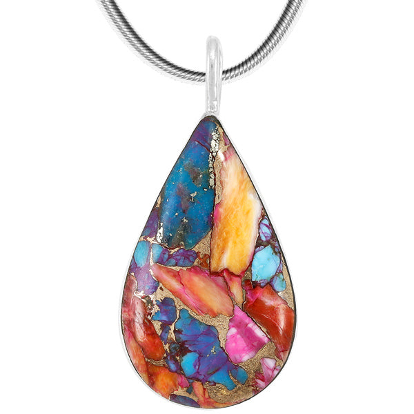 Rainbow Spiny Turquoise Pendant Sterling Silver P3269-C91