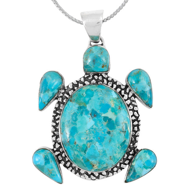 Turtle Pendant Turquoise Sterling Silver P3321-C75