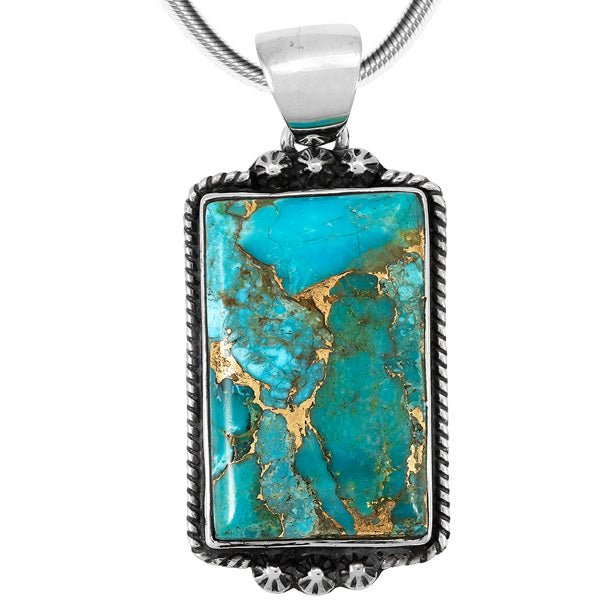 Matrix Turquoise Pendant Sterling Silver P3323-C84