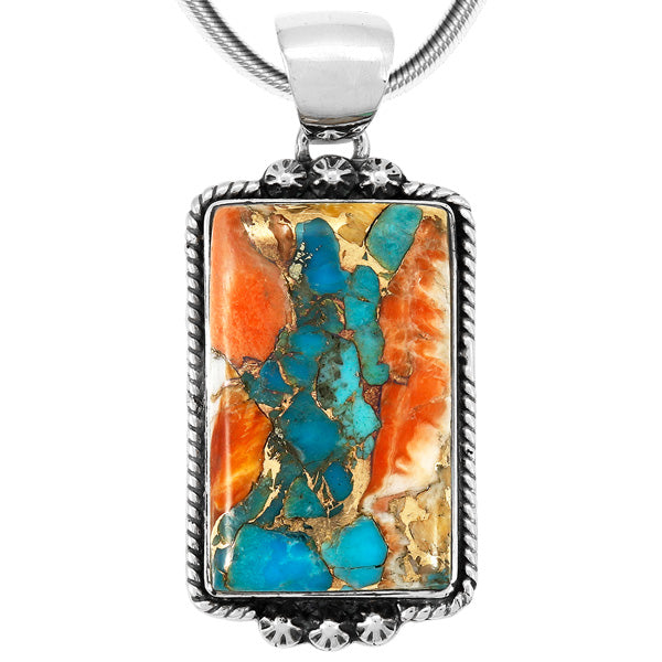 Spiny Turquoise Pendant Sterling Silver P3323-C89