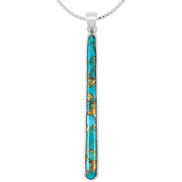 Matrix Turquoise Pendant Sterling Silver P3324-C84