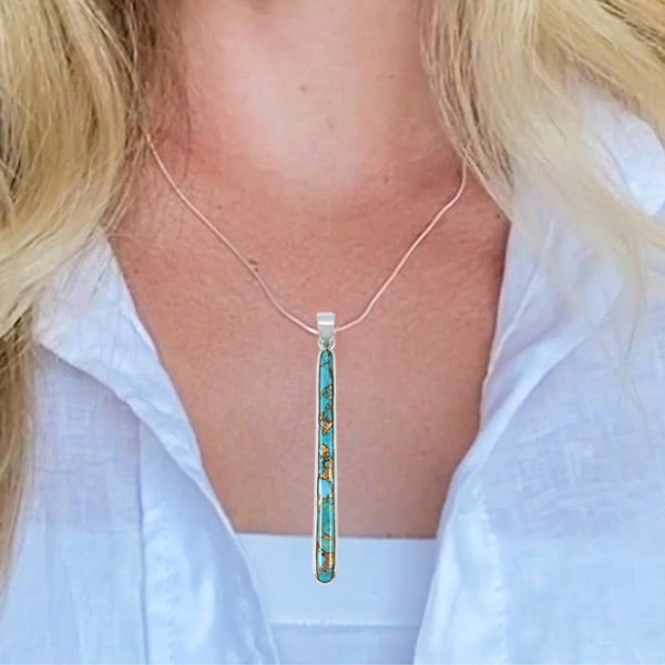 Matrix Turquoise Pendant Sterling Silver P3324-C84