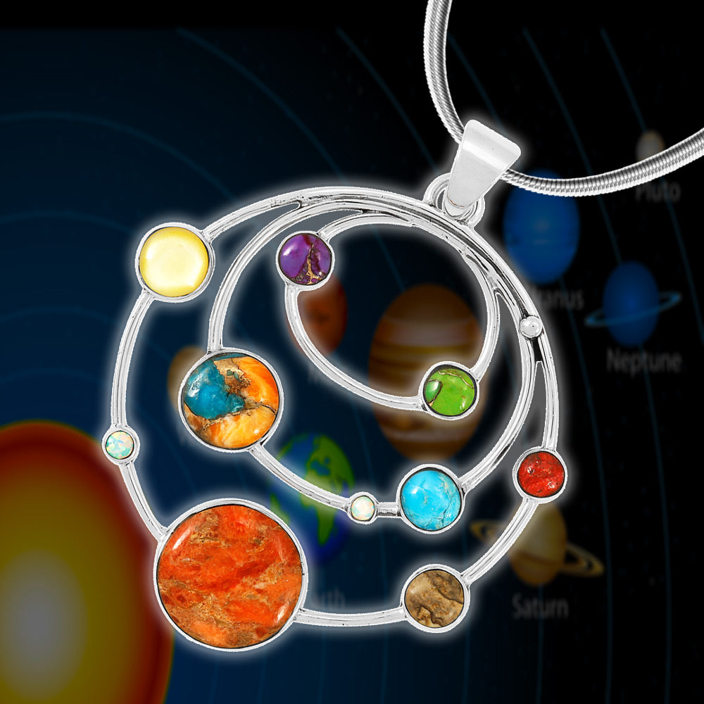 Planets Multicolor Pendant Sterling Silver P3325-SM-C71