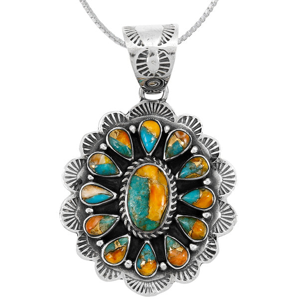 Spiny Turquoise Pendant Sterling Silver P3329-C89