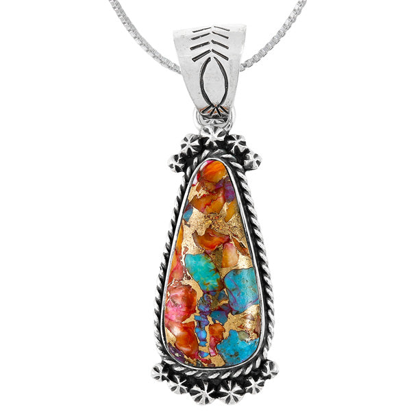 Rainbow Spiny Turquoise Pendant Sterling Silver P3333-C91