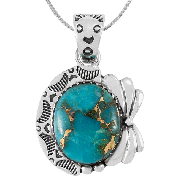 Matrix Turquoise Pendant Sterling Silver P3340-C84