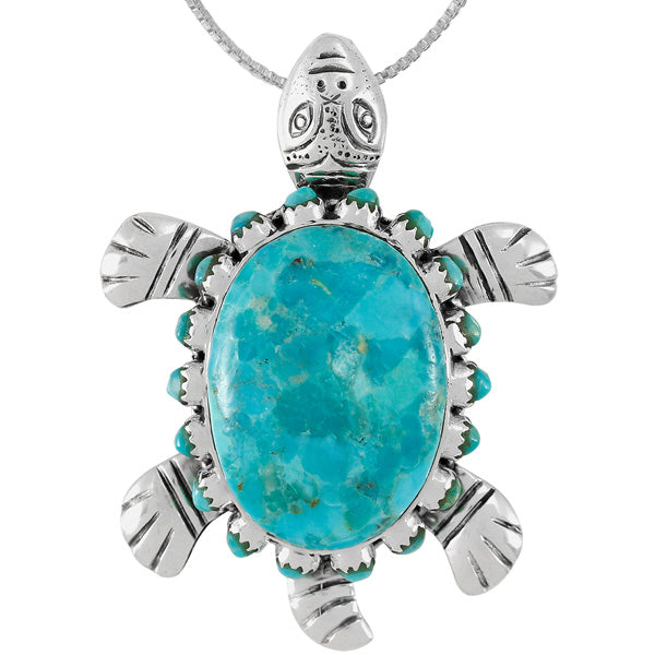 Turquoise Turtle Pendant Sterling Silver P3342-C75