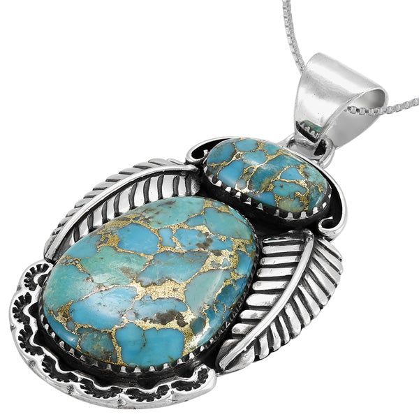 Matrix Turquoise Pendant Sterling Silver P3344-C84