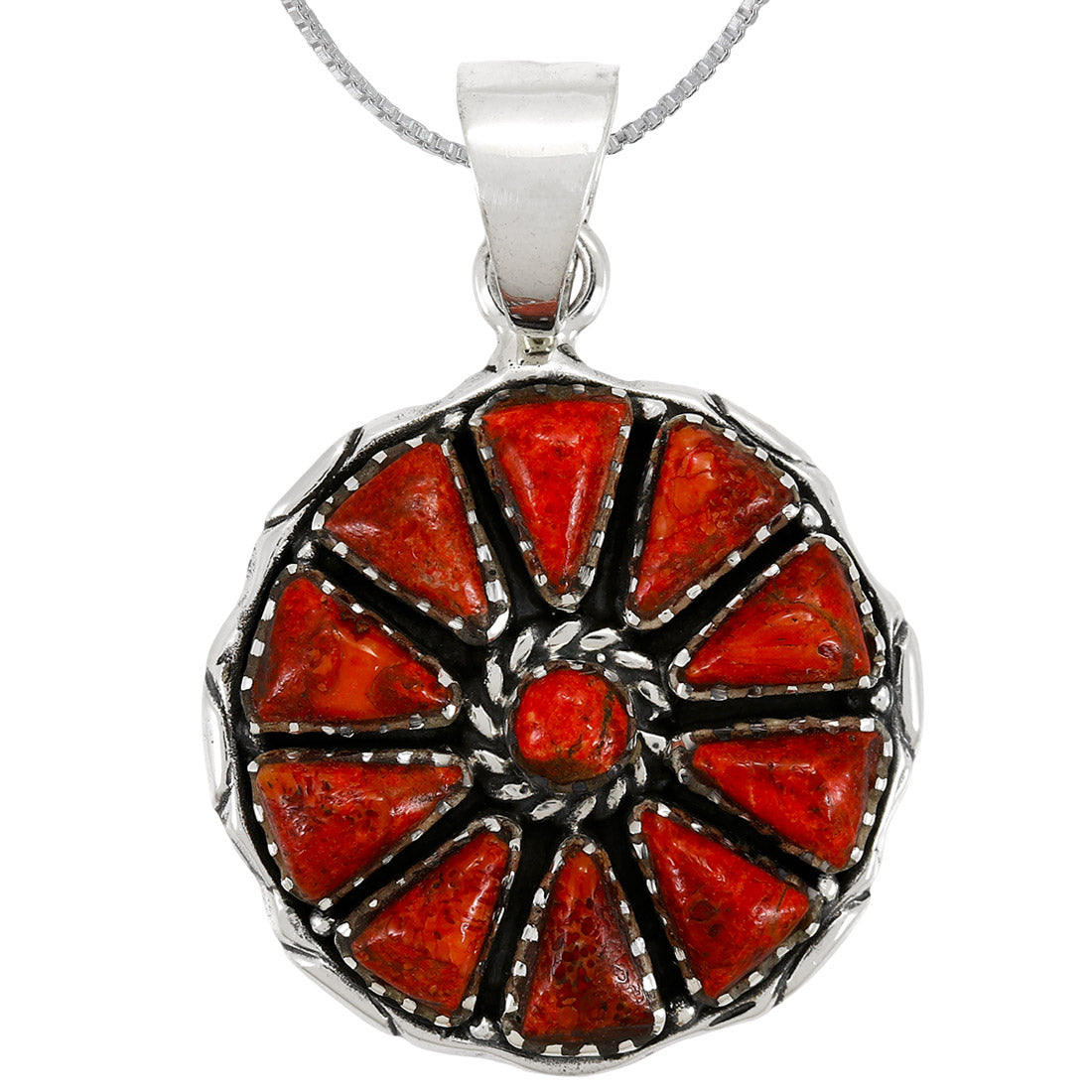 Coral Pendant Sterling Silver P3354-C74