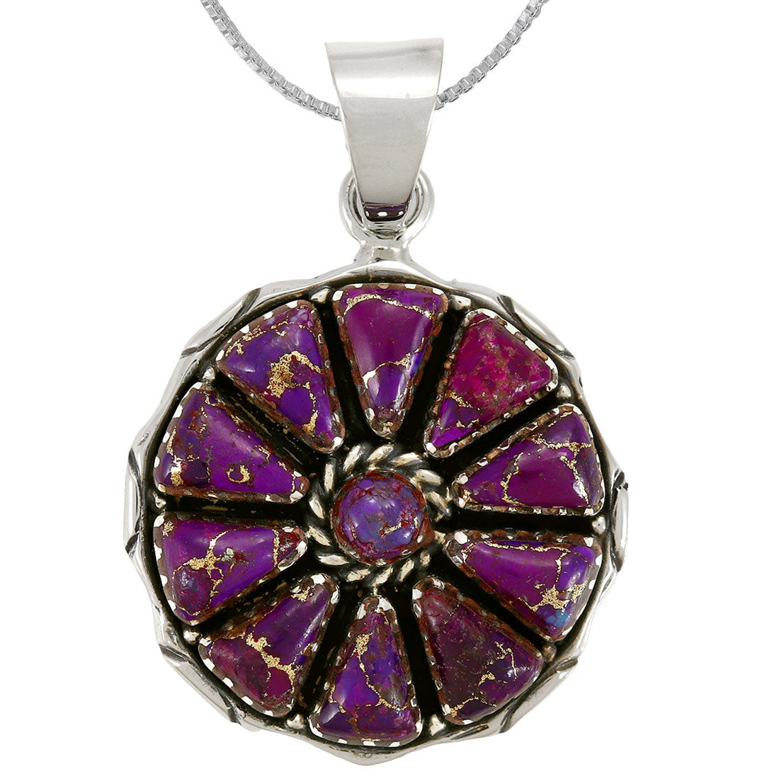 Purple Turquoise Pendant Sterling Silver P3354-C77