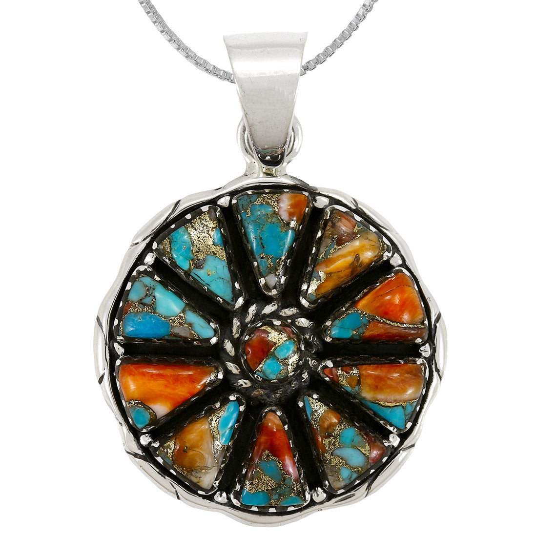 Spiny Turquoise Pendant Sterling Silver P3354-C89