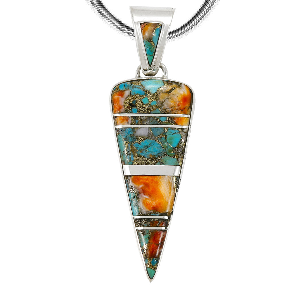 Spiny Turquoise Arrowhead Pendant Sterling Silver P3355-C89