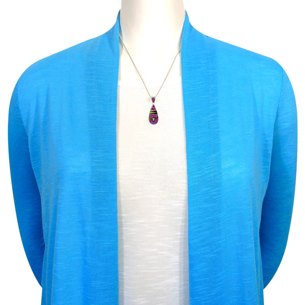 Sterling Silver Pendant & Earrings Set Purple Turquoise PE4014-C23