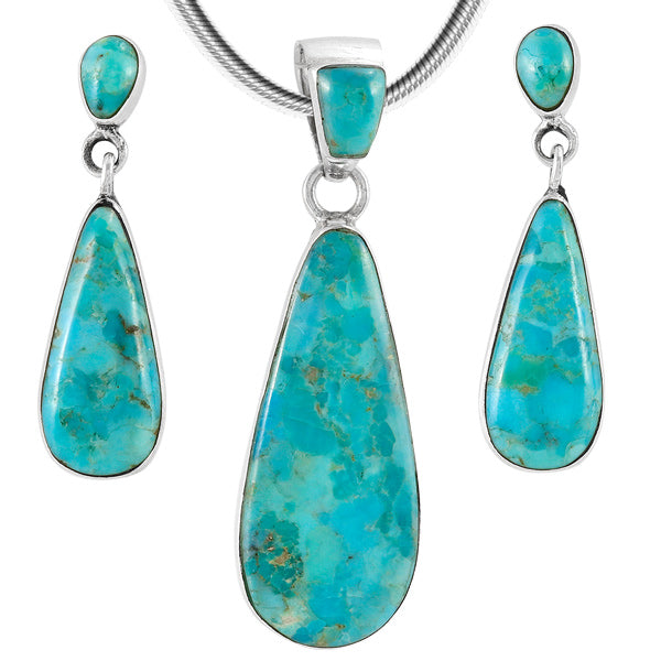 Sterling Silver Pendant & Earrings Set Turquoise PE4014-C75